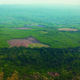 Aerial view of the Phnom Kulen plateau and escarpment.